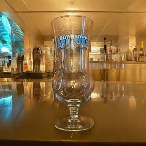 Hurricane glass from Houston’s Downtown Aquarium. Like new 8” x 3”